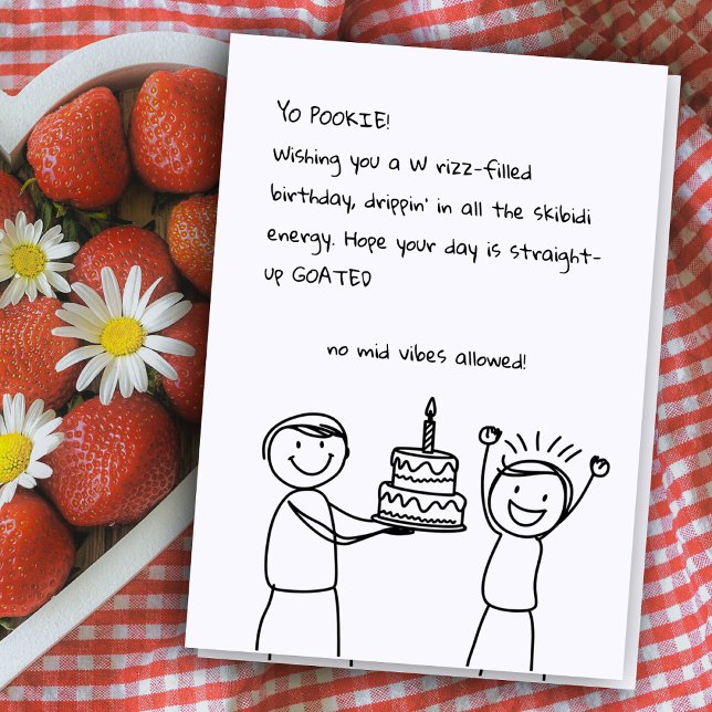 Carte Illustration GenZ Rizz Drôle argot d'anniversaire (Créateur téléchargé)