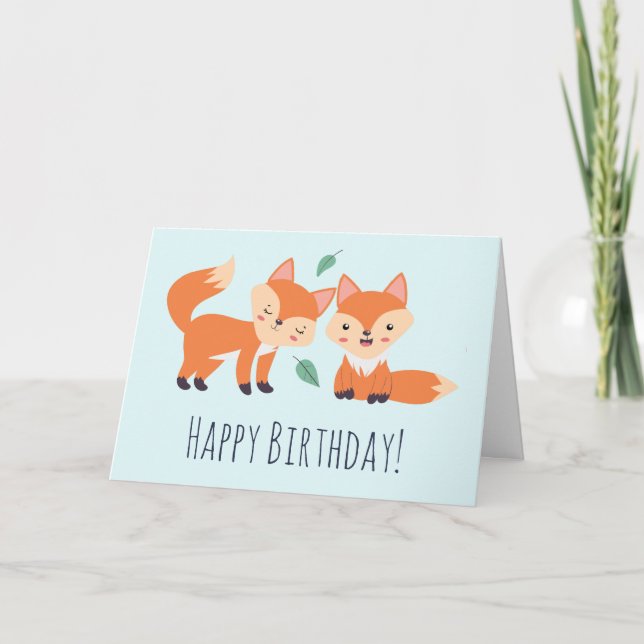 Carte Illustration graphique de renards orange mignons p (Devant)