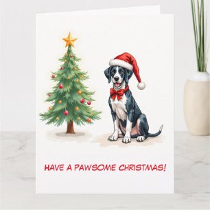 Carte Illustration Great Dane et sapin de Noël