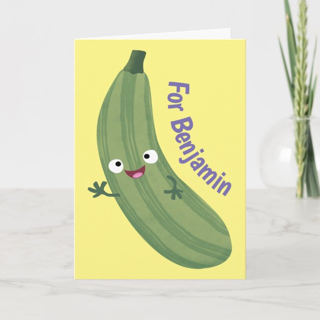 Carte Illustration humoristique joyeuse de Cute zucchini (Devant)