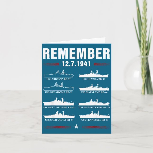 Carte Illustration Jour du Souvenir de Pearl Harbor (Devant)