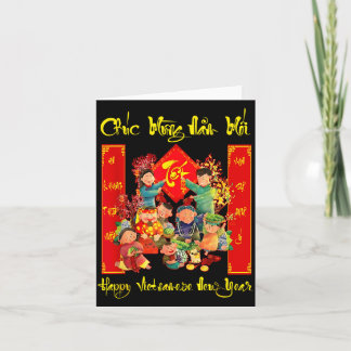 Carte Illustration joyeuse de Chuc Mung Nam vietnamien