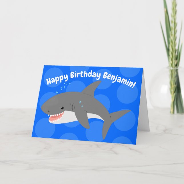 Carte Illustration joyeuse du grand requin blanc (Devant)