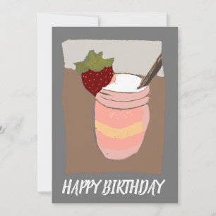 Carte Illustration Joyeux Anniversaire Milk Shake aux Fr