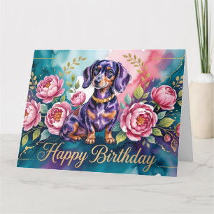 Carte Illustration Joyeux Anniversaire Teckel