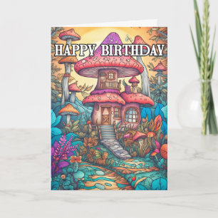 Carte Illustration majestueuse de cabane de champignons 