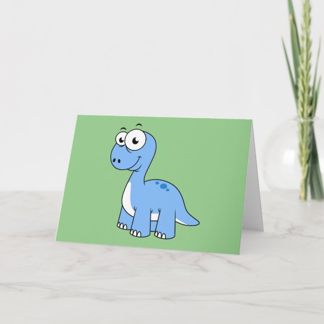Carte Illustration Mignonne D'Un Brontosaurus. (Devant)