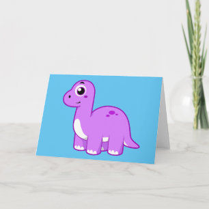 Carte Illustration Mignonne D'Un Brontosaurus Dinosaure.