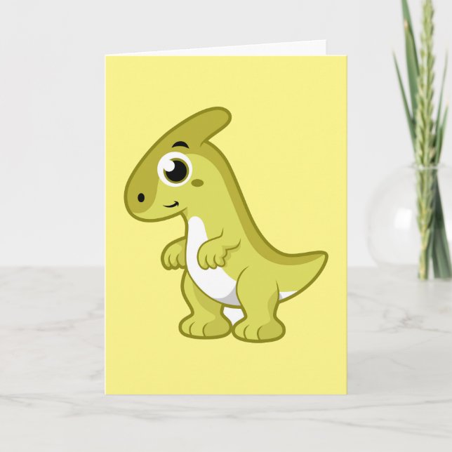 Carte Illustration Mignonne D'Un Parasaurolophus Dinosau (Devant)