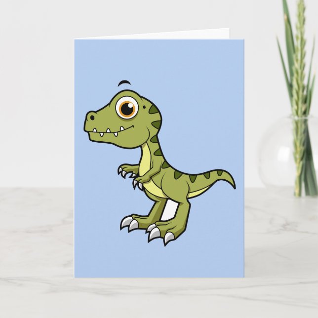 Carte Illustration Mignonne D'Un Rex Tyrannosaurus. (Devant)