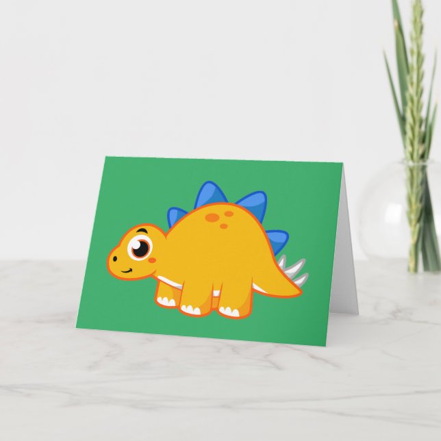 Carte Illustration Mignonne D'Un Stegosaurus. (Devant)
