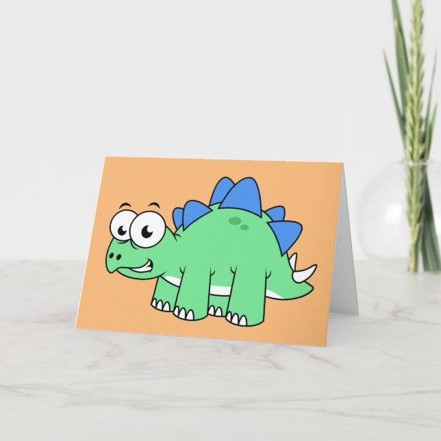 Carte Illustration Mignonne D'Un Stegosaurus. 2 (Devant)