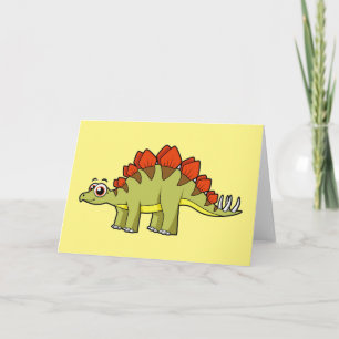 Carte Illustration Mignonne D'Un Stegosaurus Dinosaure.