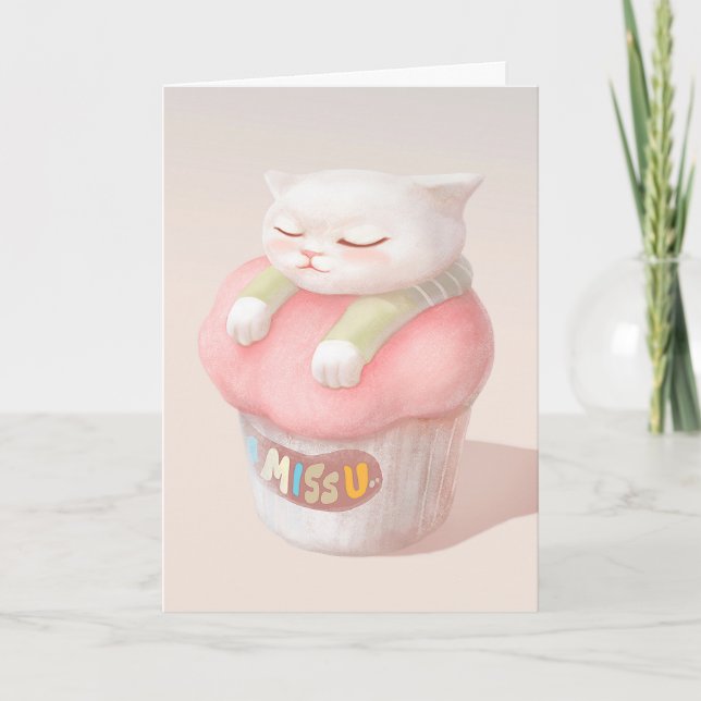 Carte Illustration Miss You Cupcake (Devant)