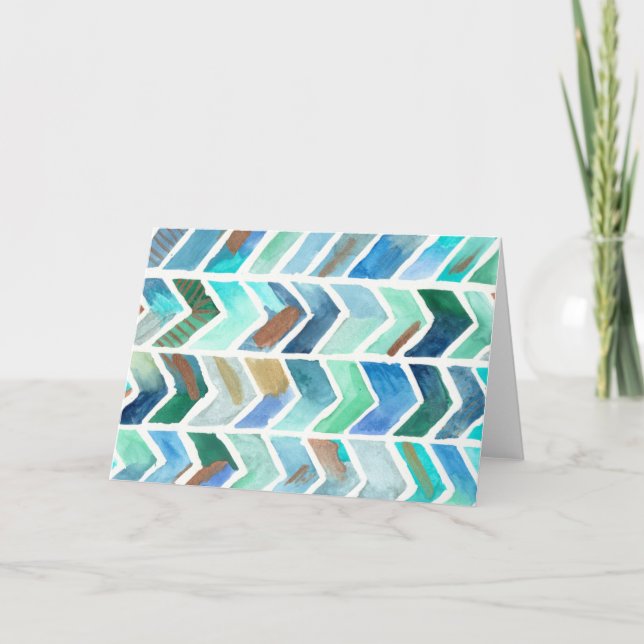 Carte Illustration originale d'aquarelle de Chevron (Devant)