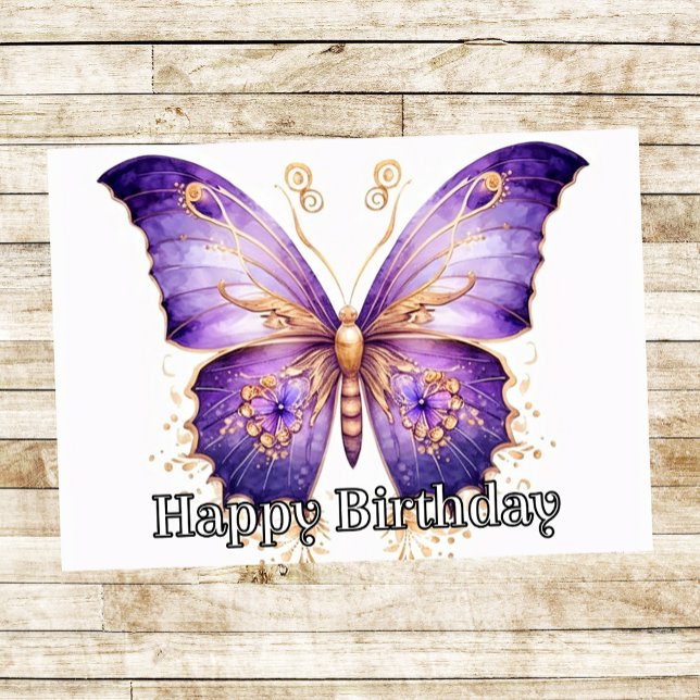 Carte Illustration papillon gothique Joyeux Anniversaire (Thumbnail)