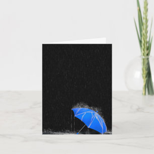Carte Illustration Perdu Parapluie bleu dans la pluie