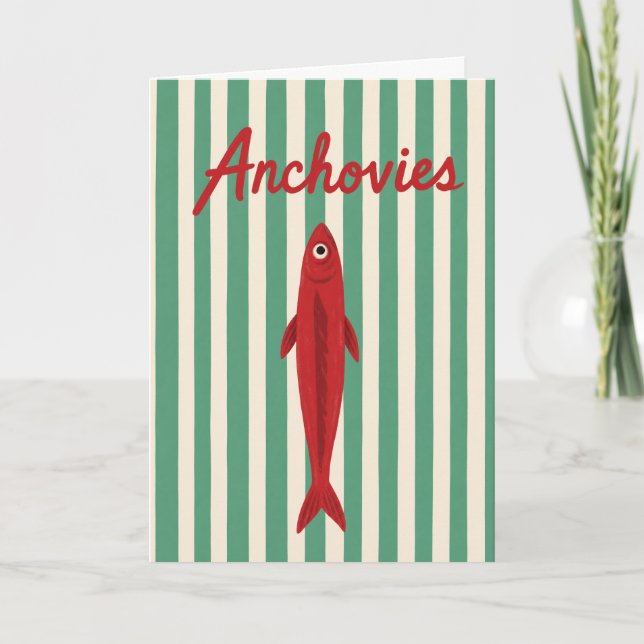 Carte Illustration Rétro de Sardine d'Anchovy de Poisson (Devant)