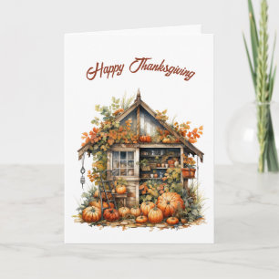 Carte Illustration Thanksgiving Garden Shed