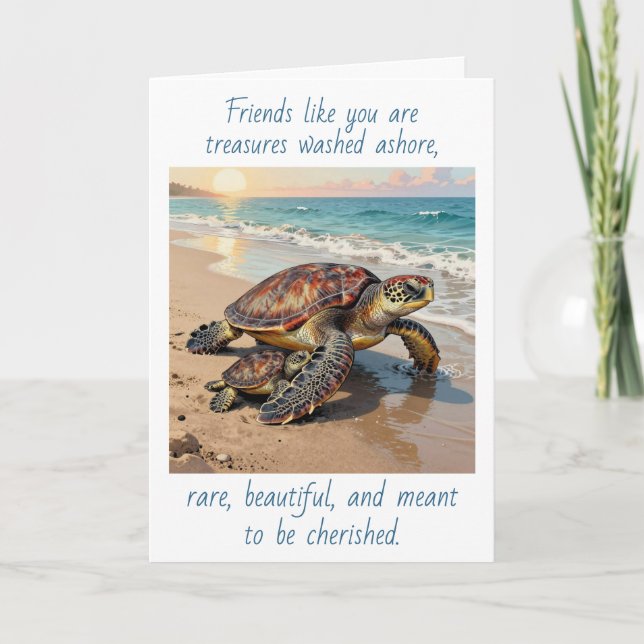 Carte Illustration Tortue de Mer et Bébé | Amitié (Devant)