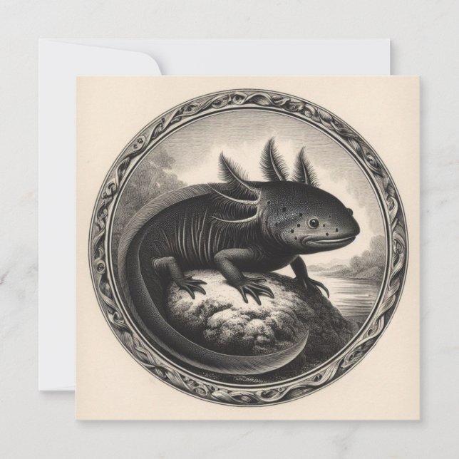 Carte Illustration Vintage Axolotl (Devant)