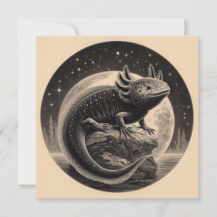 Carte Illustration Vintage Axolotl