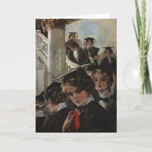 Carte Illustration vintage de remise de diplômes pour fe