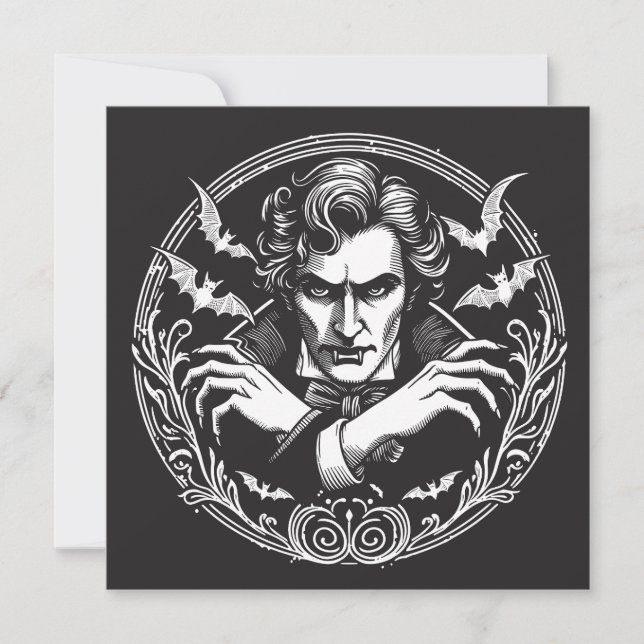 Carte Illustration Vintage Horreur Vampire Effrayant (Devant)