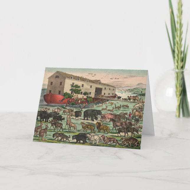 Carte Illustration vintage Noahs Ark Animals 1882 (Devant)