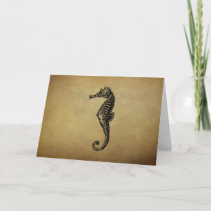 Carte Illustration vintage Seahorse