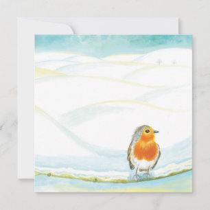 Carte Illustration White Winter Landscape Avec Robin