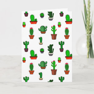 Carte Illustrations de cactus mignons sur fond blanc