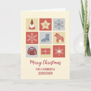 Carte Illustrations modernes Parrain Joyeux Noël