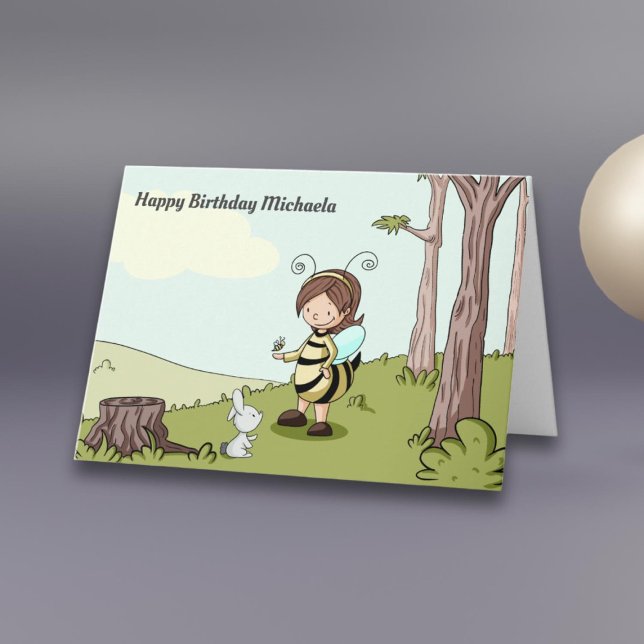 Carte Illustré Abeille thème personnalisé Joyeux anniver (Créateur téléchargé)