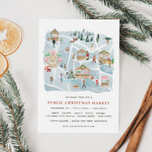 Carte Illustrée Annonce de Marché de Noël