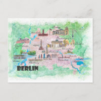Carte illustrée de Berlin Allemagne avec les route