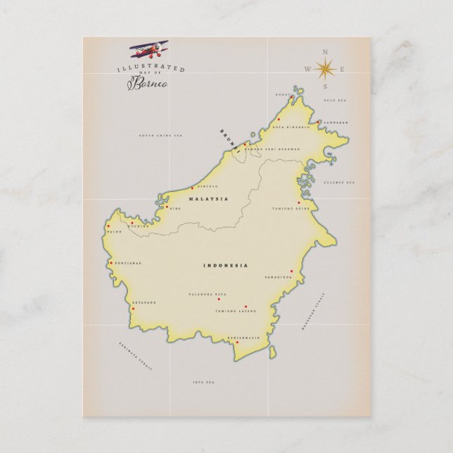 Carte illustrée de Borneo (Devant)