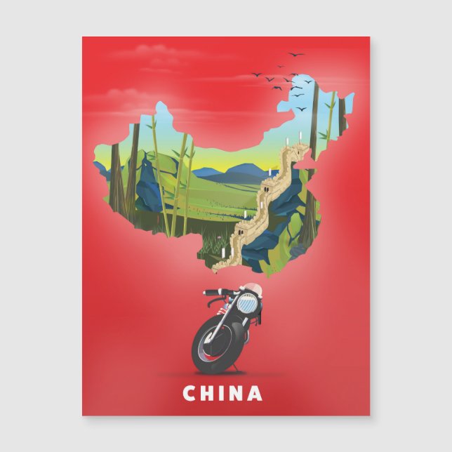 Carte illustrée de Chine affiche de voyage (Devant)