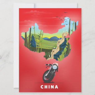 Carte illustrée de Chine affiche de voyage