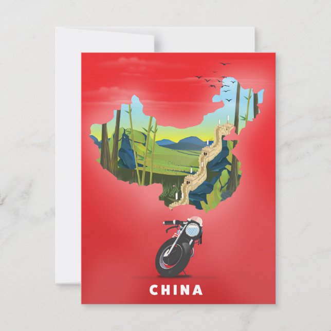 Carte illustrée de Chine affiche de voyage (Devant)