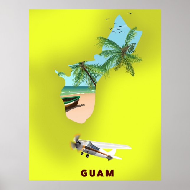 Carte illustrée de Guam affiche de voyage (Devant)