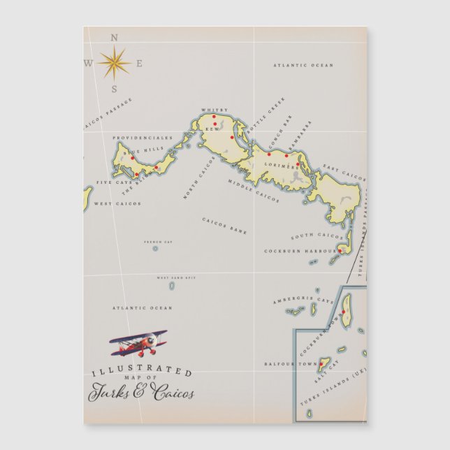 Carte illustrée de la carte des îles Turques-et-Ca (Devant)
