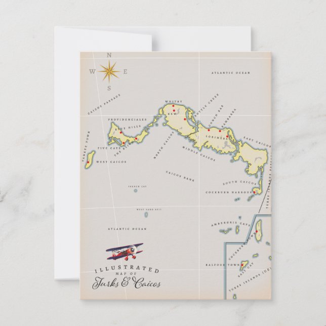 Carte illustrée de la carte des îles Turques-et-Ca (Devant)
