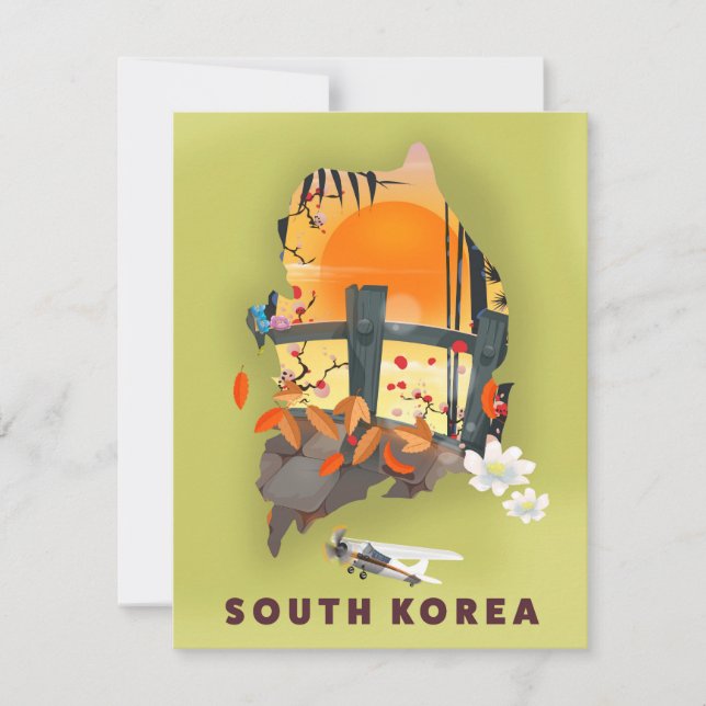 Carte illustrée de la Corée du Sud (Devant)