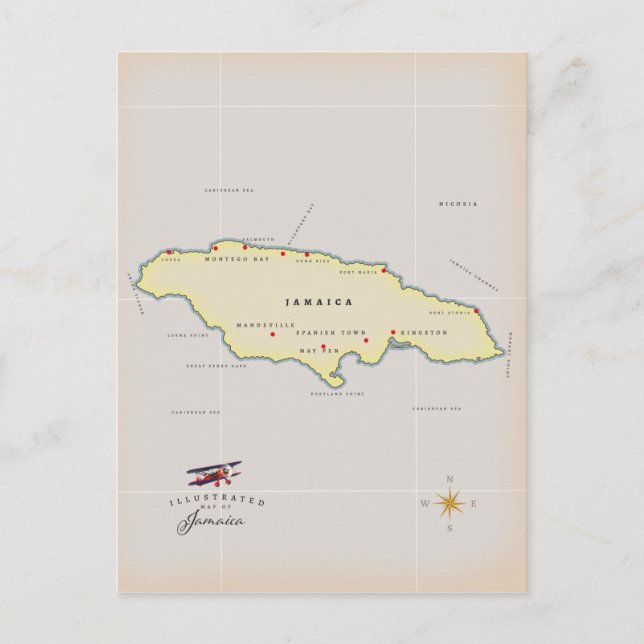 Carte illustrée de la Jamaïque. (Devant)