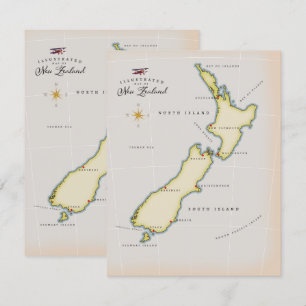 Carte illustrée de la Nouvelle-Zélande