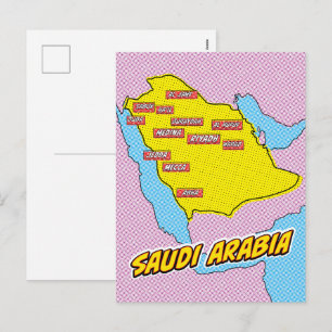 Carte illustrée de l'Arabie saoudite dans le style