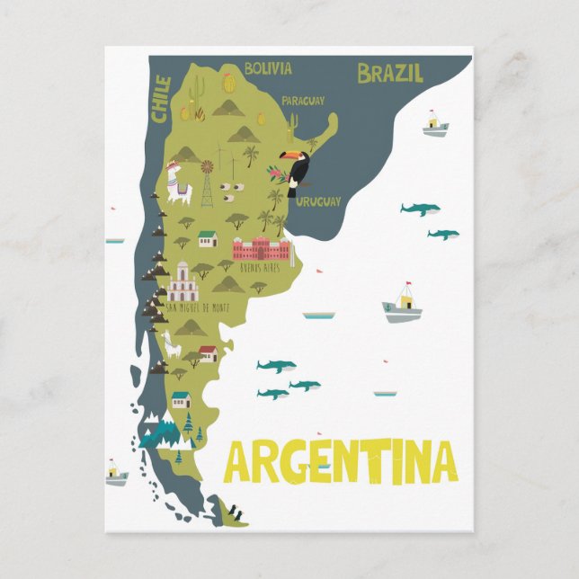 Carte illustrée de l'Argentine (Devant)