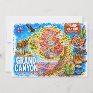Carte illustrée de l'Arizona USA avec le Grand Can