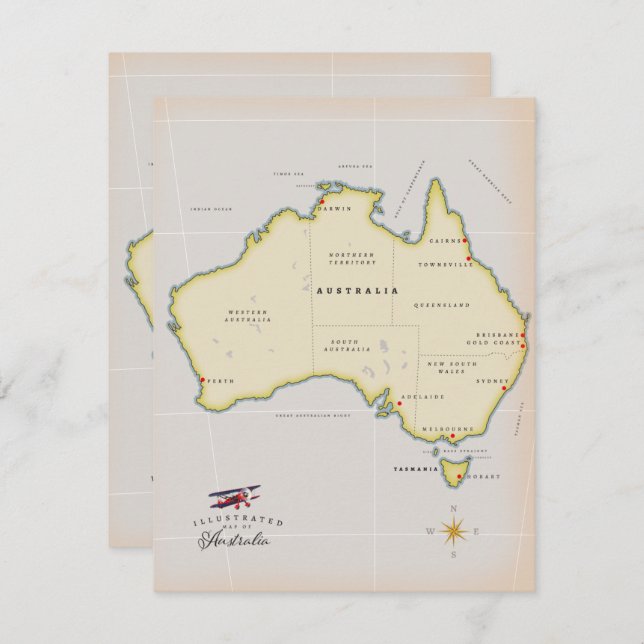 Carte illustrée de l'Australie (Devant / Derrière)